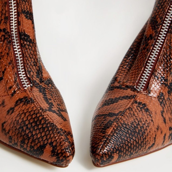 Brown Snake Front Zip Up Thigh High Boots Thigh High Vegan Size 8 - Picture 5 of 10